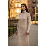 Robe pull col roulé style officier rose (11)