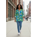 Chemise imprimée floral bleu  (Modèle Virtuel) (1)