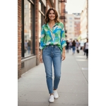 Chemise imprimée floral bleu  (Modèle Virtuel)
