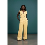 Ensemble Haut ceinturé et pantalon jaune 2 (2)
