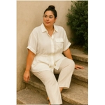 Chemise blanche façon lin cei turée