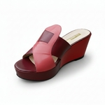 Sandales compensées en cuir rouge italie 2