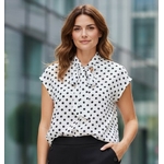Blouse col lavalliere petit pois satin