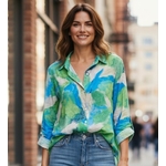 Chemise imprimée floral bleu  2