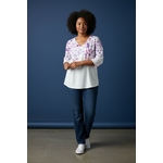 blouse blanche violet grande taille (Modèle Virtuel)