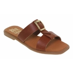 Mules plates en cuir marron