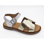 Sandale en cuir argent et or mater