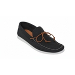 Mocassin en cuir bleu avec un noeud suedine 2