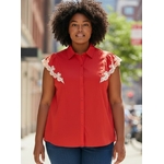CHEMISE ROUGE AVEC BRODERIE GRANDE TAILLE 4