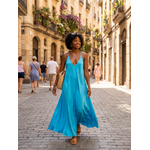 Robe longue bleu ciel
