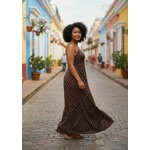 Robe longue à pois marron 2