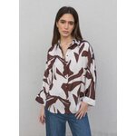 Chemise imprimée satiné marron et blanche 4