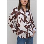 Chemise imprimée satiné marron et blanche 3