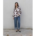 Chemise imprimée satiné marron et blanche