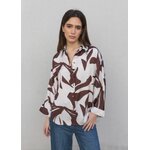 Chemise imprimée satiné marron et blanche 2