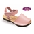 Menorquine en cuir rose enfant