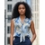blouse satinée col lavalliere bleu