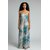 ROBE satiné FLEURIE BLEU TURQOUOISE
