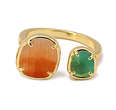 Bague Avec Pierre Oeil De Chat Orange Vert Bagues Pierre Naturelle Verrerie Balembois