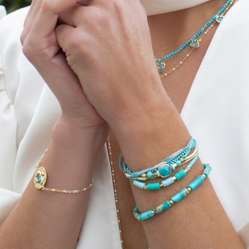 Bracelet Avec Pierre Naturelle Oeil De Chat Turquoise Bracelets Pierre Naturelle Verrerie Balembois