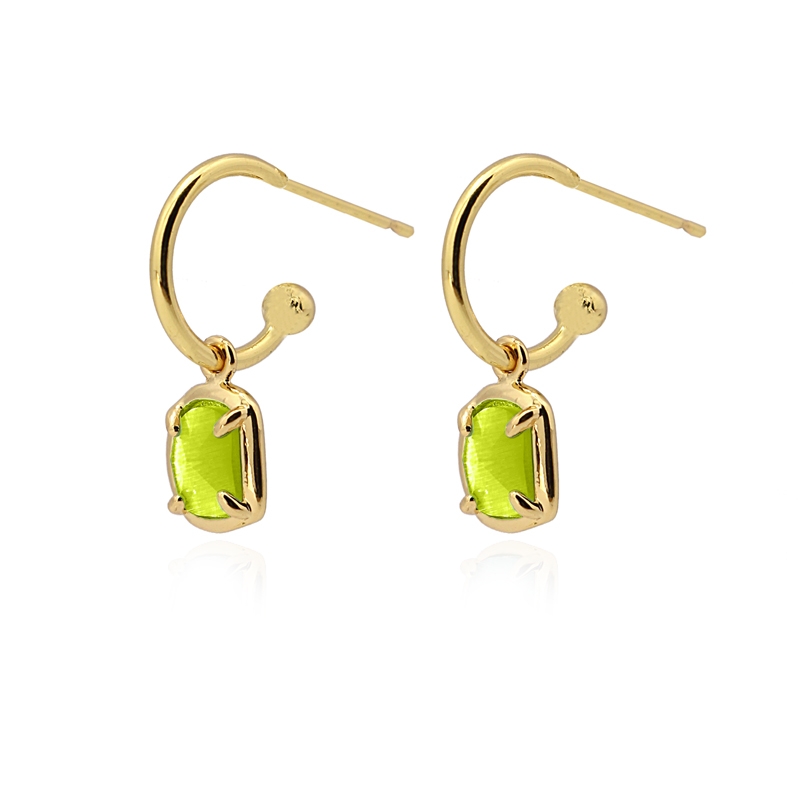 Boucles D Oreilles Avec Pierre œil De Chat Vert Boucles D Oreilles Boucles D Oreilles Verrerie Balembois