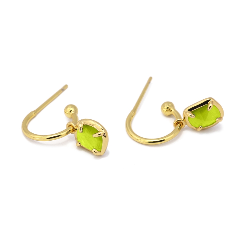 Boucles D Oreilles Avec Pierre œil De Chat Vert Boucles D Oreilles Boucles D Oreilles Verrerie Balembois