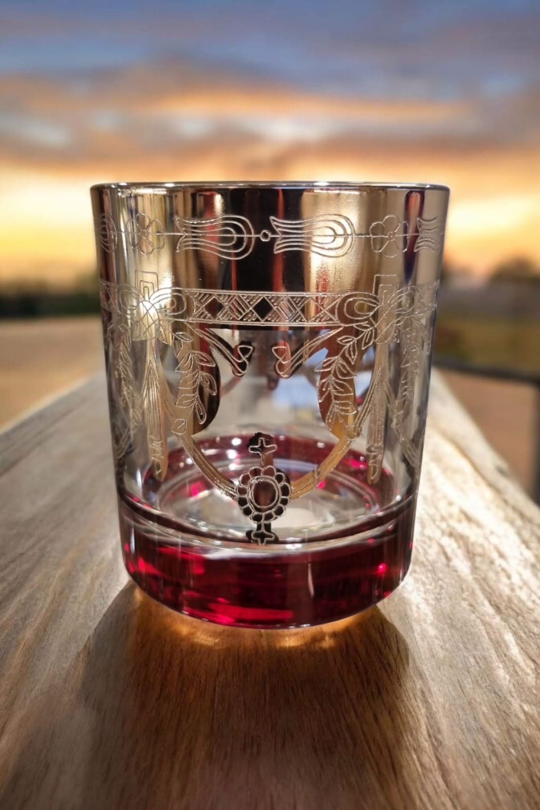 Verre à whisky ELSA NAPOLEON PLATINE BASE ROUGE