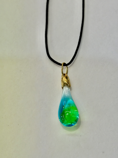 Goutte du Bonheur en cristal Bleu Vert