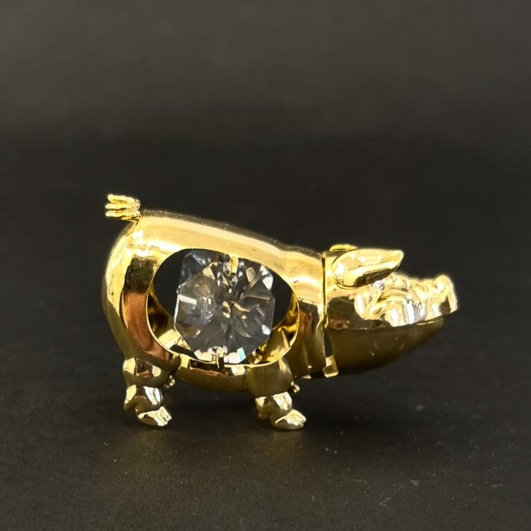 Pendentif Cochon En Plaqué Or - Occasion - Bijou Fantaisie Porte-bonheur