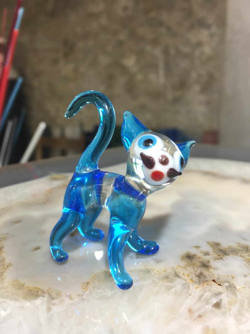 Chat en cristal bleu turquoise Figurines, Sculptures/Créations faites — free download