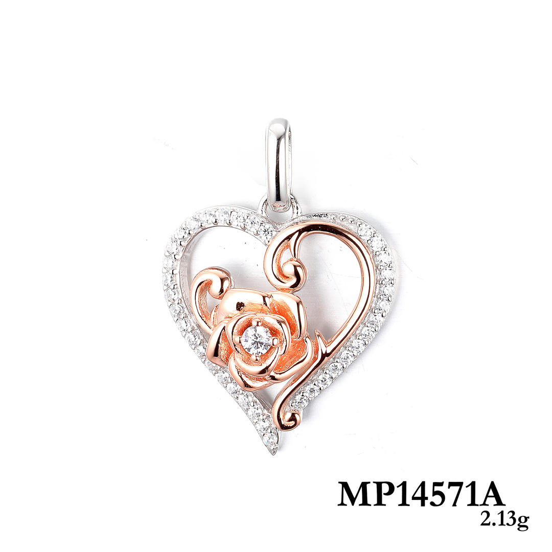 DTPsilver - Pendentif Femme En Argent Fin 925 Et Plaqué Or Rose