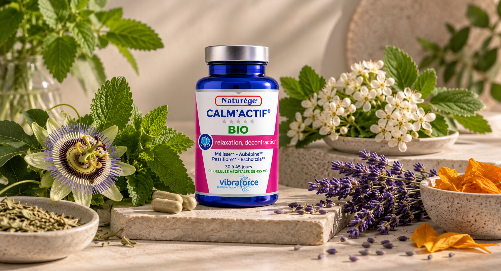 Actifs végétaux de Naturège CALM'ACTIF BIO