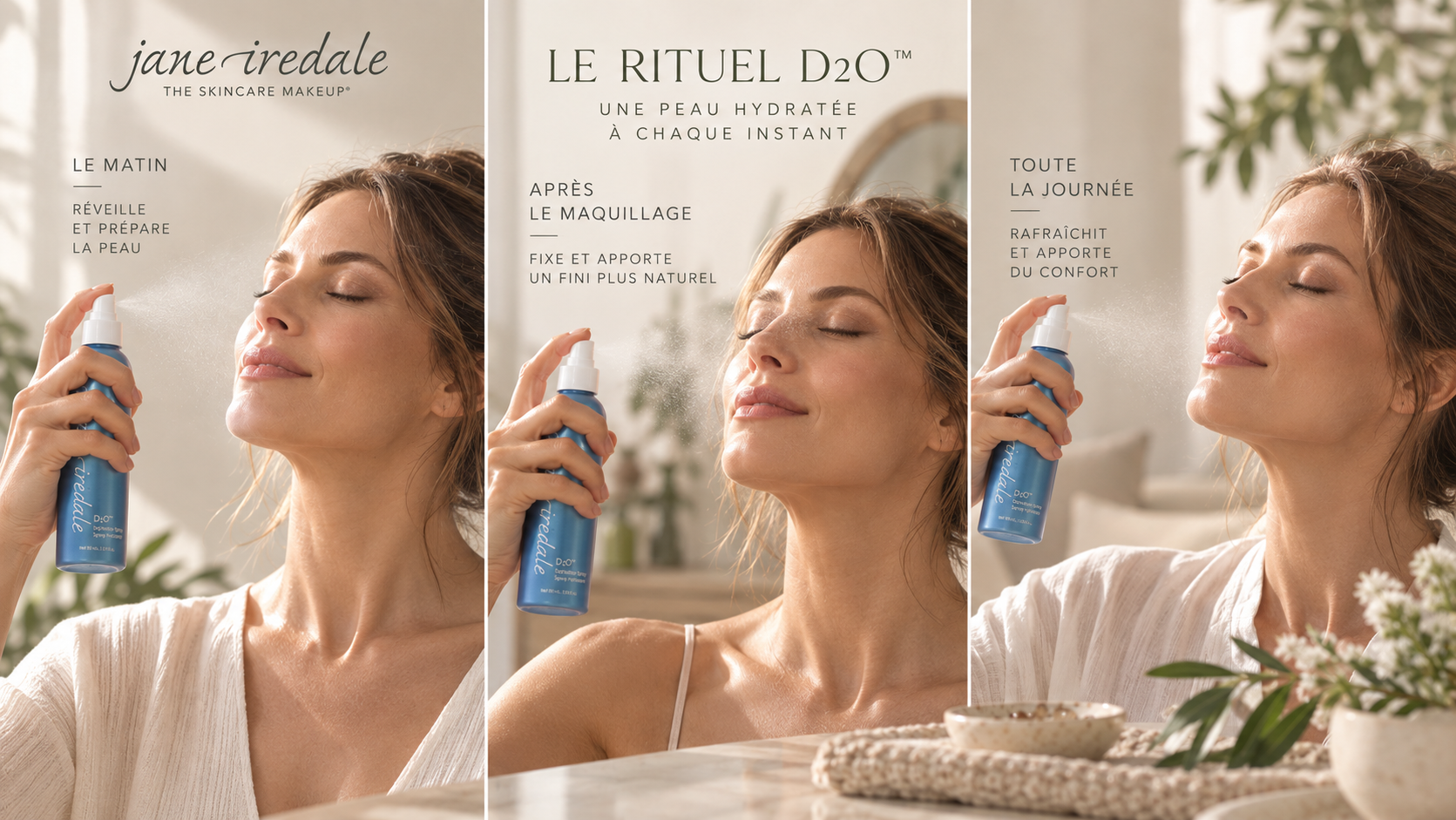 Rituel jane iredale D2O du matin à la journée