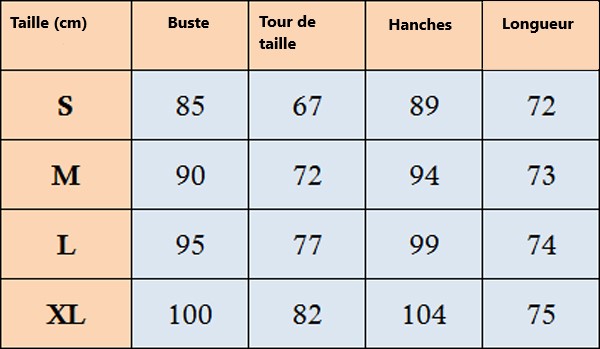 guide taille beach