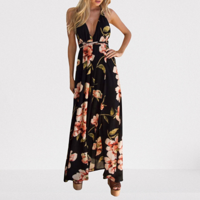 robe longue dos nu fleuri