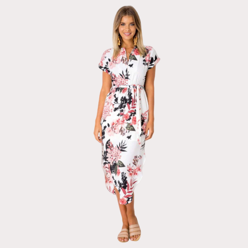 Robe Femme Asymétrique Imprimé Fleuri - Manches Longues Tulle, Style Bohème Pour Plage, Fête, été