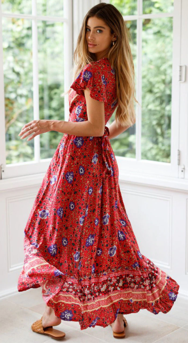 Robe Longue Bohème à Fleurs - Sélène