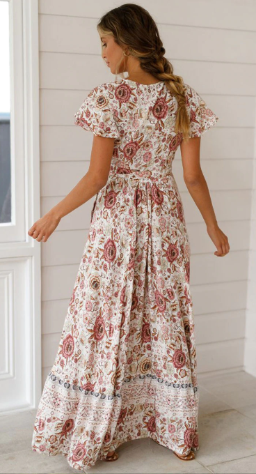 Robe best sale fleurs rose