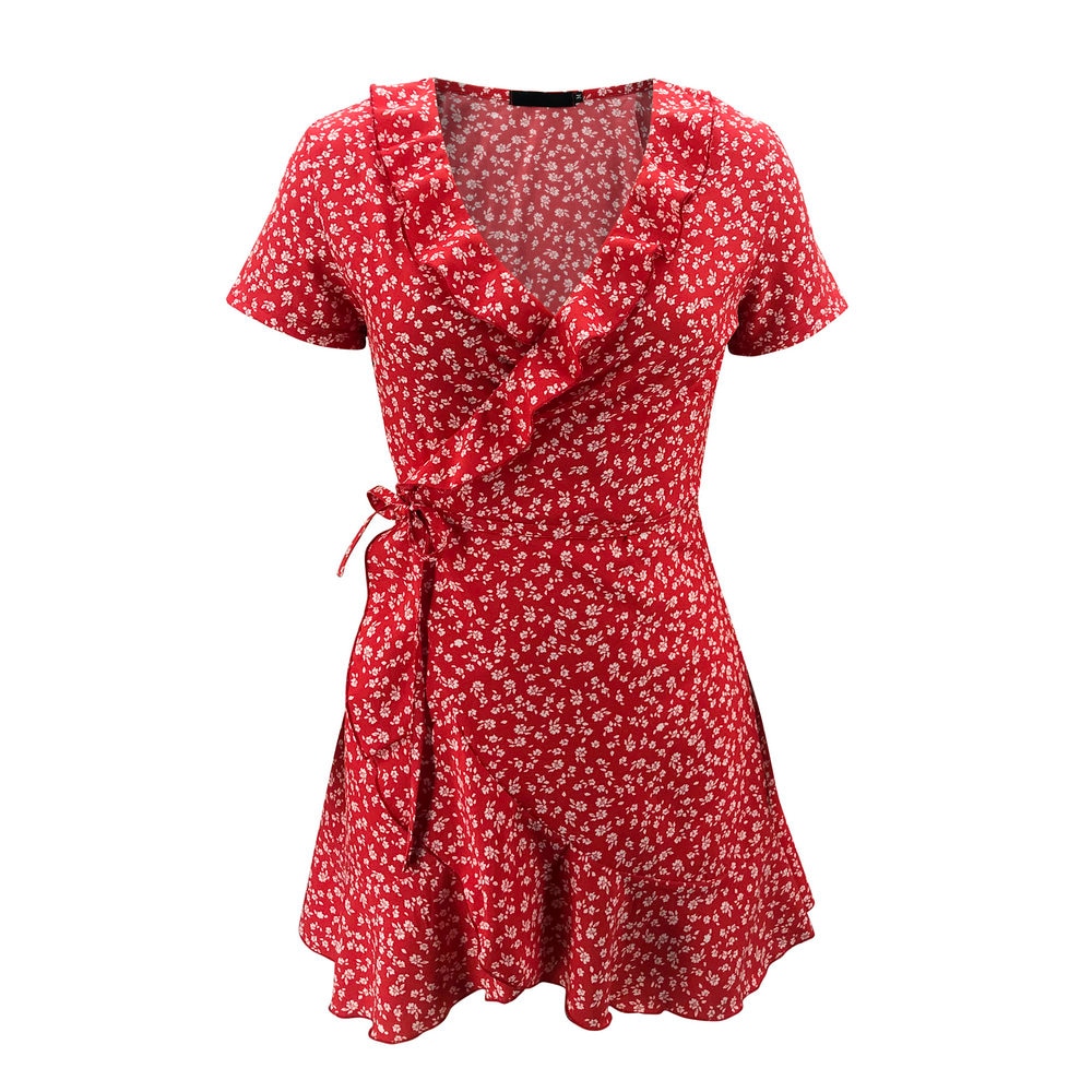 robe-a-fleurs-rouge-courte