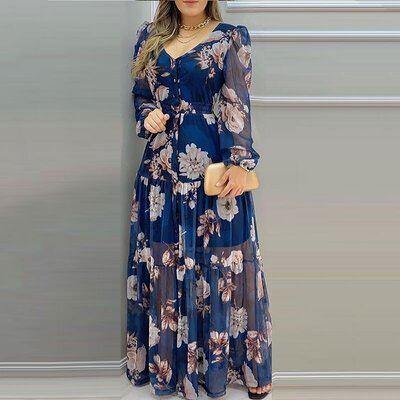 Robe Maxi Fleurale Bleu Esprit - Taille 11/12 (large) - Neuf Avec étiquettes
