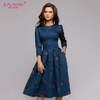 S-Saveur-femmes-fleurs-impression-automne-robe-d-contract-3-4-manches-simple-hiver-longue-robe