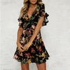 Robe-d-t-2019-femmes-sangle-imprim-Floral-plage-une-ligne-volants-dames-Costume-mode-Femme