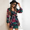 SHEIN-col-en-V-imprim-fleuri-d-contract-ceintur-robe-crayon-femmes-automne-Streetwear-taille-haute