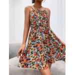 robe-courte-fleurie-orange-et-rouge-estivale