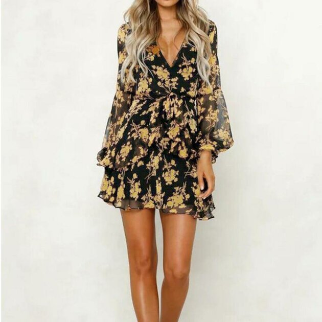 Robe Légère Courte Style Folk Mexique - Imprimé Fleuri - Taille M - Neuve Avec Étiquettes