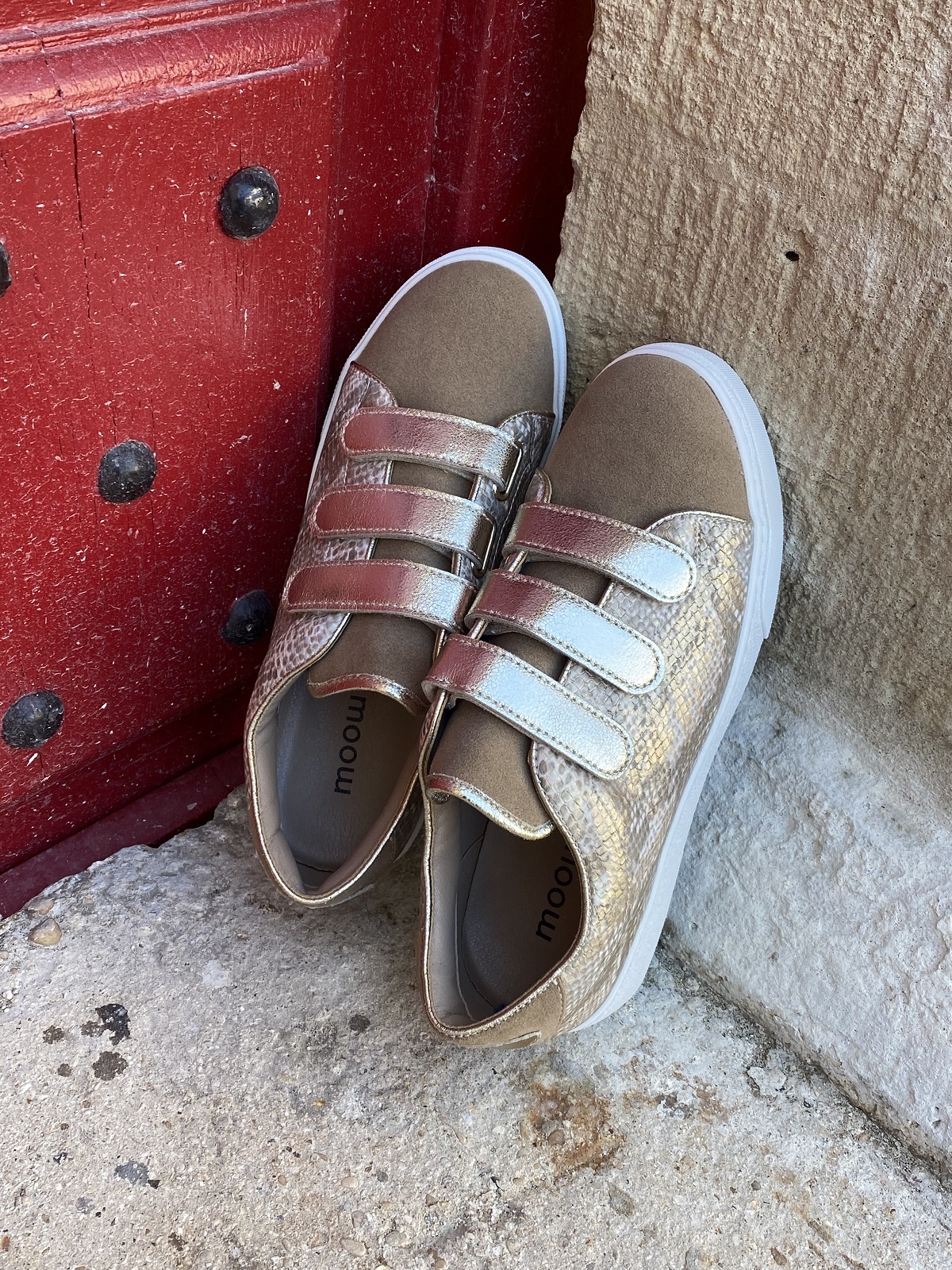 BASKETS VANESSA A SCRATCH TAUPE ET OR - MOOW 6