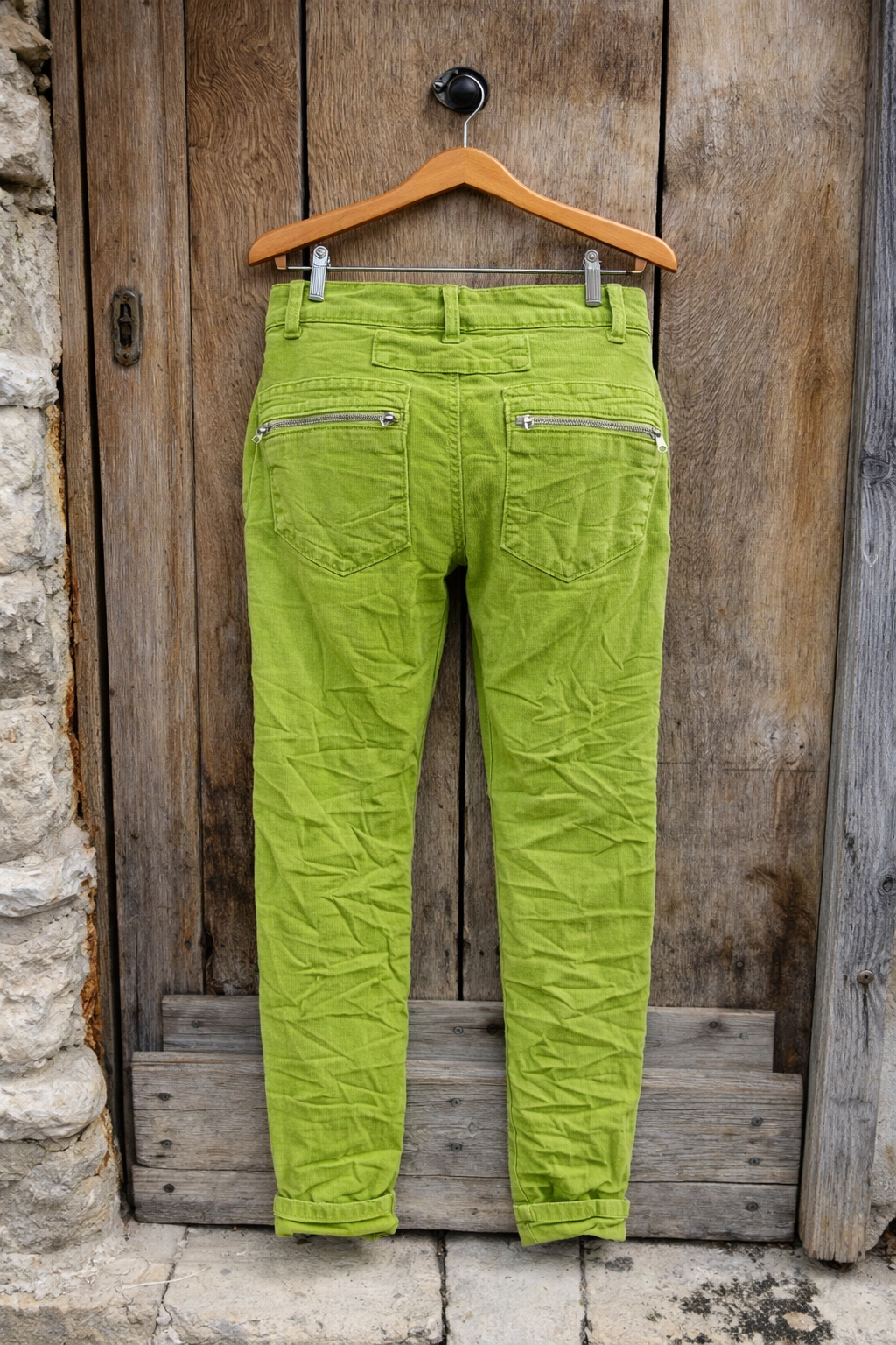 PANTALON 8123 BOUTONS ET ZIP MELLY AND CO VERT POMME 5