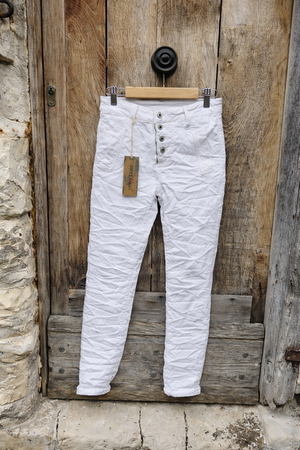 PANTALON 8123 ZIP ET BOUTONS MELLY AND CO BLANC 7