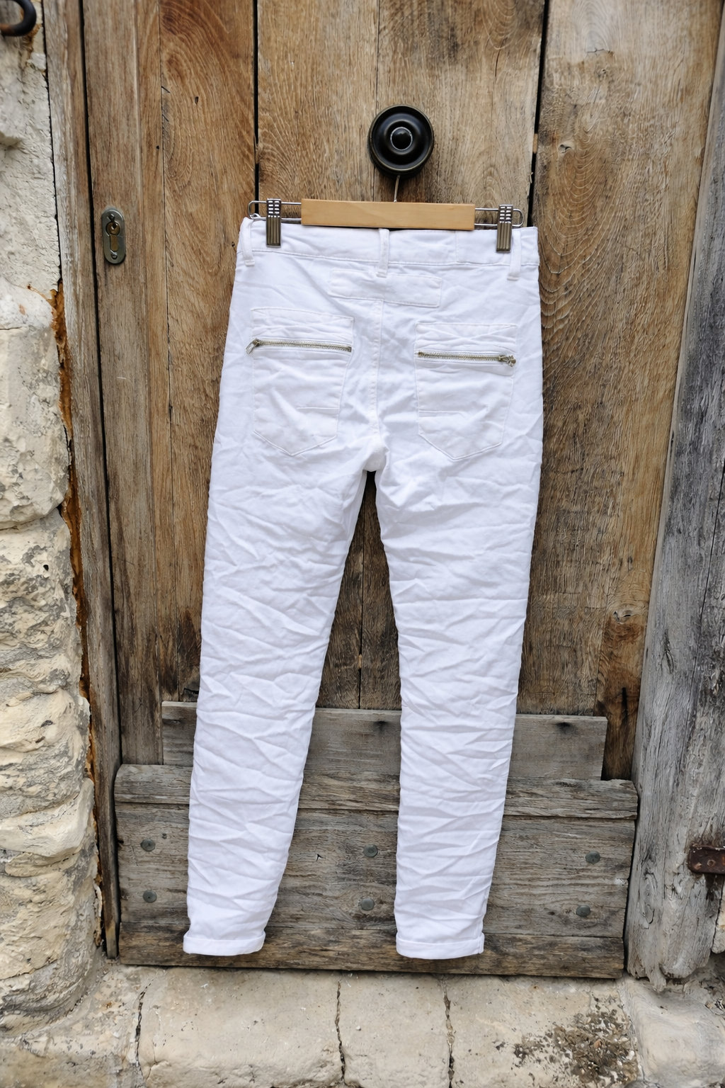 PANTALON 8123 ZIP ET BOUTONS MELLY AND CO BLANC 8