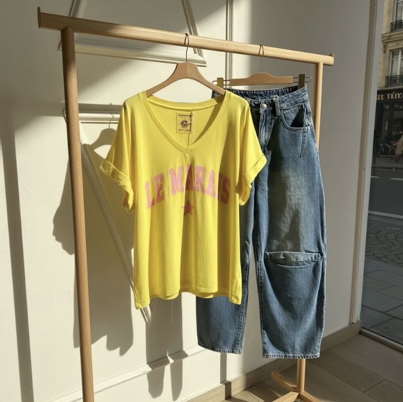 t-shirt-le-marais-april-vintage-jaune-1